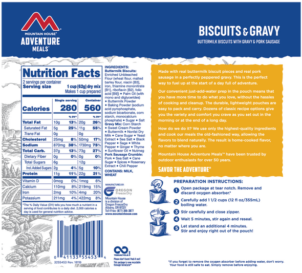 Mountain House Biscuits and Gravy - Freeze Dried Pouch
