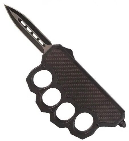 Automatic Out the Front - Knuckle OTF with Carbon Fiber Handle Double Edge