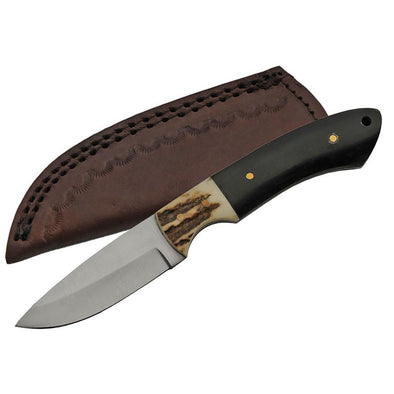 7" Horn Stag Hunting Fixed Blade Knife