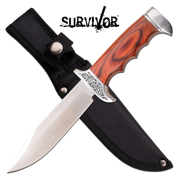Stainless Steel Fixed Blade with Wood Handle - Multiple Styles