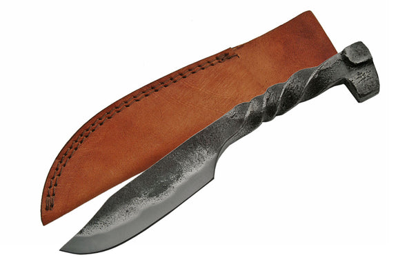 Twisted Railroad Fixed Blade Knives - Carbon Steel w/ Leather Sheaths - Multiple Styles