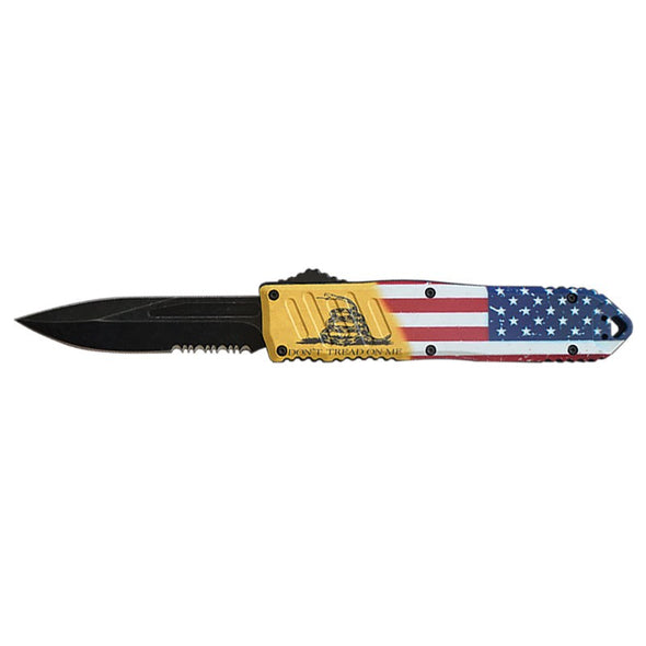 Automatic Out The Front - Flag Handle OTF Knife - Clip Point
